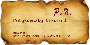 Petykovszky Nikolett névjegykártya