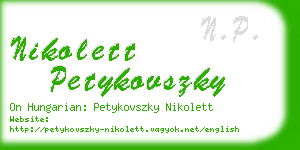 nikolett petykovszky business card